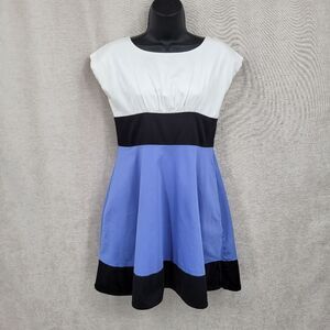 Kate Spade Fiorella Blue and White Colorblock Dress Fit & Flare Girls 14Y